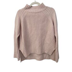 Sundance Ribbed Knit Pullover Sweater Womens M High Neck Pink Cozy Knit Staple